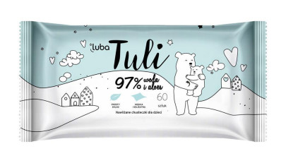 Dětské vlhčené ubrousky Tuli s 97 % vody a aloe vera 60 ks Luba 