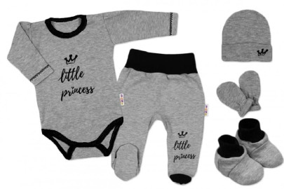 5-ti dílná soupravička do porodnice Little Princess Vel. 62 - šedá Baby Nellys