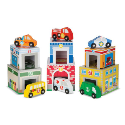 Stohování budov a aut Melissa & Doug