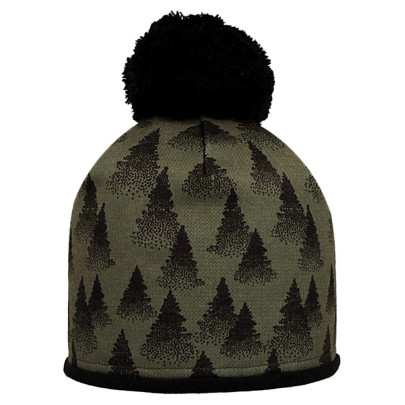 Chlapecká čepice s bambulí podšitá merino vlnou, Smrčky Khaki RDX