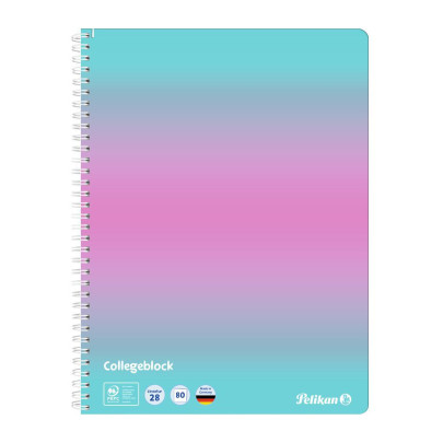 Blok spirálový A4/80 listů, čtvereček, mintová/růžová