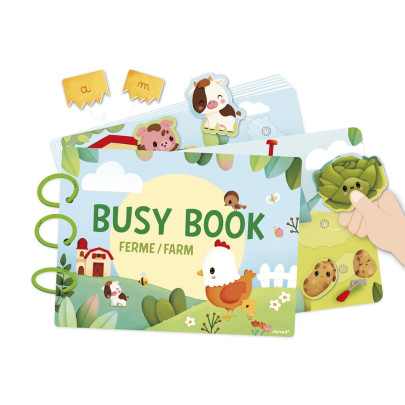 Farma Busy Book interaktivní kniha s aktivitami EN FR Janod