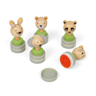 Dřevěná inkoustová razítka Zvířátka Bigjigs Toys