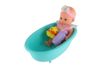Panenka miminko 26 cm pevné tělo s vaničkou s doplňky 
