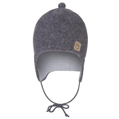 Čepice zavazovací Fleece bambus Outlast® tm. šedý/pruh bílošedý melír 