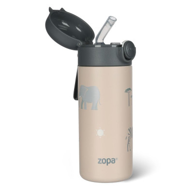 Termoska na tekutiny s brčkem a silikonovým držákem 350 ml Zopa