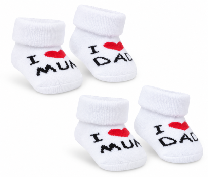 Bílé kojenecké froté ponožky Mum & Dad 2 páry 0 - 3 m Baby Nellys