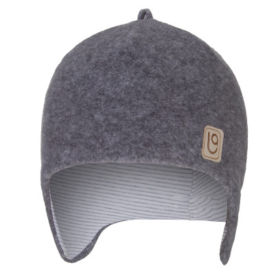 Čepice laponka Fleece Bambus Outlast® tm.šedý melír/pruh bílošedý melír