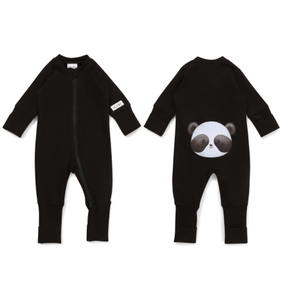 Dětský rostoucí overal Panda All Black černá Moniel