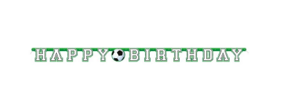 Party banner fotbal Happy Birthday bílý