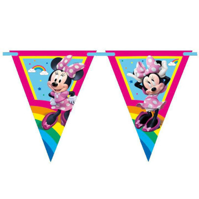 Girlanda vlaječková EKO "Minnie Mouse duhová" (9 vlajek)