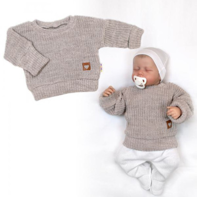 Rostoucí oversize pletený svetřík pro miminko béžový Baby Nellys