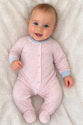 Kojenecký overal bavlna růžový - tečky Baby Service