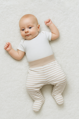 Kojenecké polodupačky bavlna béžový proužek Baby Service