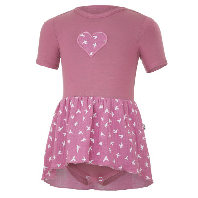 Body šaty tenké KR Outlast® UPF 50+ tm.starorůžové vlaštovky Little Angel