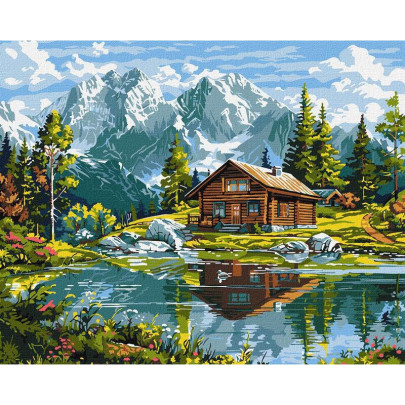 Malování podle čísel - Dům u jezera 40 x 50 cm