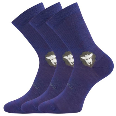 Dětské ponožky anatomicky tvarované Barefootik Merino se stříbrem fialové (3 páry) 