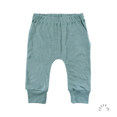 Kojenecké kalhoty merino vlna Sage Green PoPoLiNi