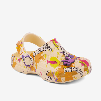 Dětské nazouváky clogsy žluté Hero + amulet Little Frog Coqui