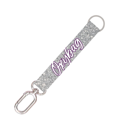 Krátká klíčenka s karabinkou Silver glitter OxyBag