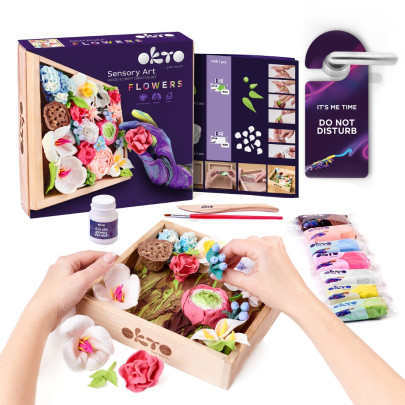 Výtvarná modelovací sada DIY květiny s dřevěným rámem Romance Okto