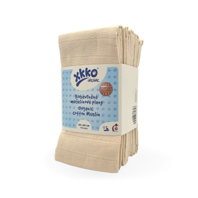 Dětské pleny z biobavlny Organic 60 x 60 cm Staré časy 10 ks natural Xkko