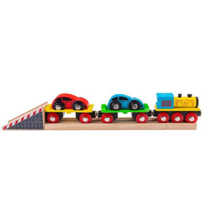 Nákladní vlak s auty a kolejemi Bigjigs Rail