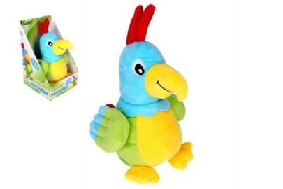 Papoušek mluvící plyš 24 cm na baterie se zvukem