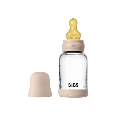 Antikoliková skleněná láhev s kaučukovým dudlíkem 120 ml Bibs