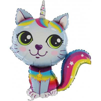 Fóliový balónek Mini Caticorn růžová 35 cm – nafukovací balónek na tyčku