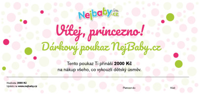 Tištěný dárkový poukaz Nejbaby "Vítej princezno"