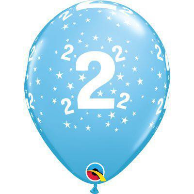 Balonky potisk číslo 2 modrý 11"/28 cm - 6 ks