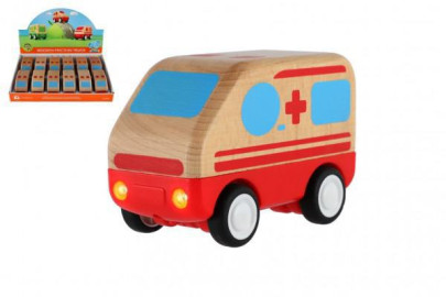 Auto ambulance dřevo 11 cm na setrvačník 