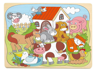 Puzzle na desce - Domácí veselá zvířátka