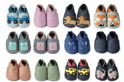 Kožené capáčky Barefoot Vel. L (12-18 měs.) Hopi Hop