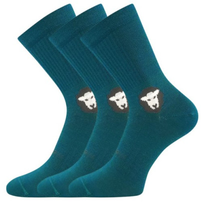 Ponožky dětské Barefootik merino se stříbrem modro-zelené (3 páry) 