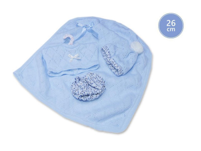 Obleček pro panenku miminko New Born velikosti 26 cm Llorens 3dílný modrý
