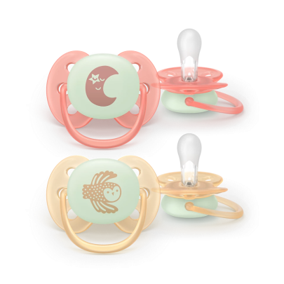 Šidítko Ultrasoft s obrázkem noční 0 - 6 m neutral 2 ks Philips Avent