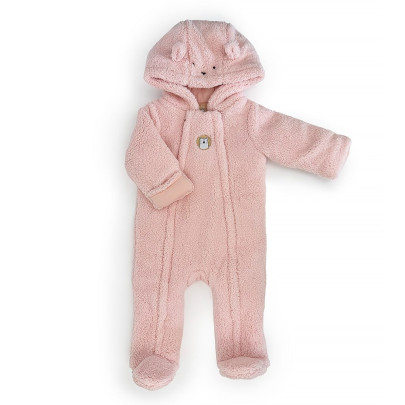 Zimní dívčí kojenecká kombinéza, kapuce s ušima Pidilidi Pink