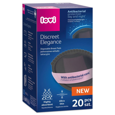 Vložky do podprsenky antibakteriální Discreet Elegance 20 ks černé Lovi