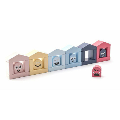 Barevné domečky - dřevěná stavebnice 30 dílů Cubika