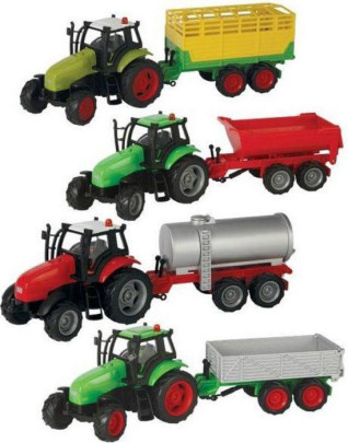 Traktor s vlečkou na setrvačník se zvukem a světlem, kov