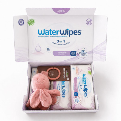 4x Waterwipes ubrousky vlhčené Soothing clean 3 in 1 60 ks (240 ks) + Chobotnička Nattou