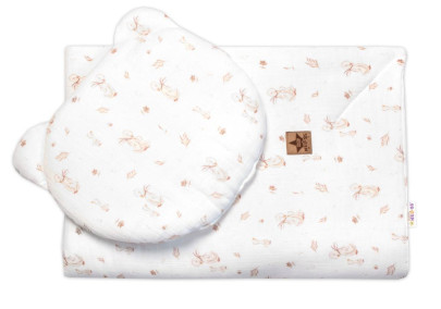 Mušelínová sada bílá Goose Teddy 30 x 35 cm, 70 x 100 cm 2D Husičky Baby Nellys