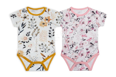 Kojenecké body krátký rukáv - potisk žlutá Baby Service