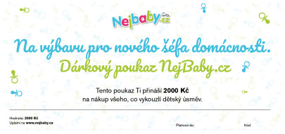 Tištěný dárkový poukaz Nejbaby "Na výbavu nového šéfa domácnosti"
