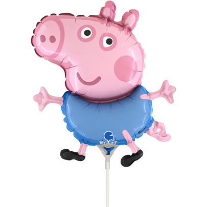 Fóliový balónek Prasátko George 35 cm – mini balónek na tyčku