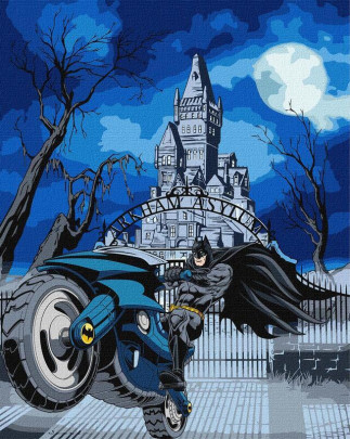 Malování podle čísel metalic - Batman s motorkou 40 x 50 cm 