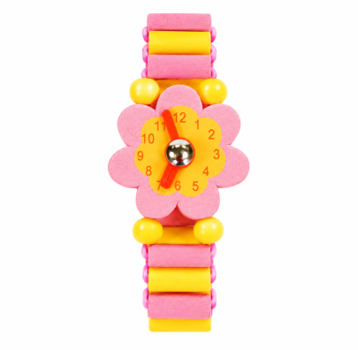 Hodinky dřevěné růžové 6 cm Bino