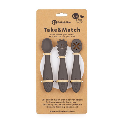 Set 3 ks silikonových tréninkových lžiček Take&Match 6 m+ Petite & Mars